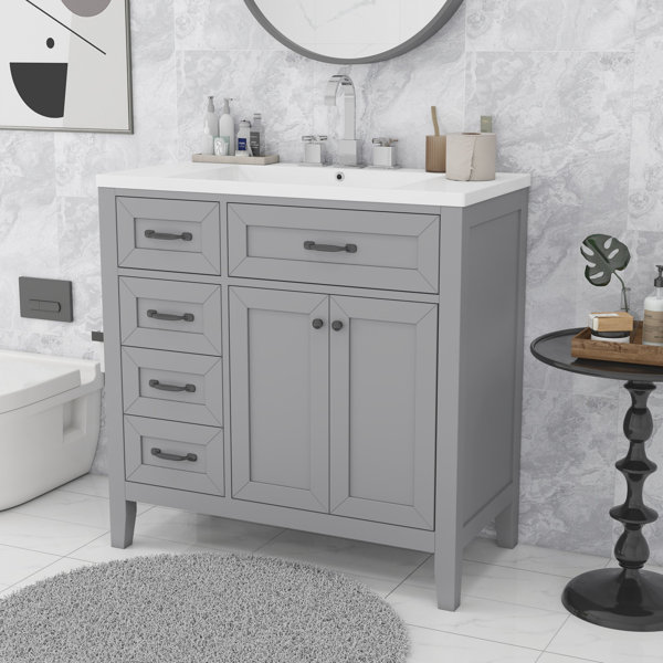 Winston Porter Olivette 36'' Single Bathroom Vanity with Ceramic Top
